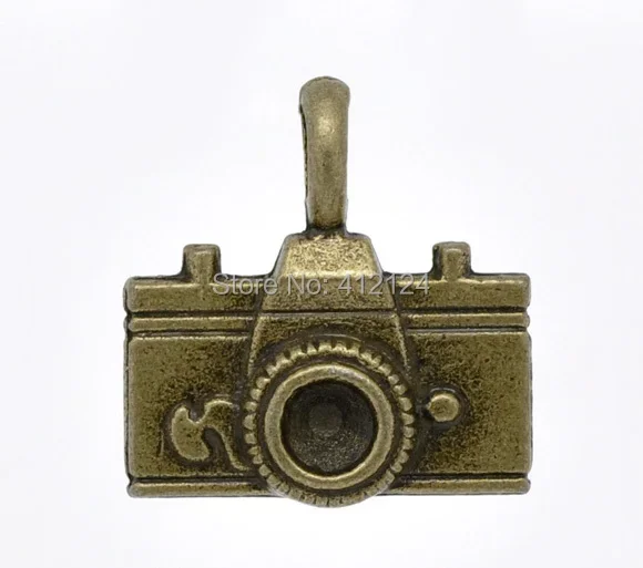 40 Pcs Bronze Tone Camera Pendants Charms Jewelry Component 22x21mm