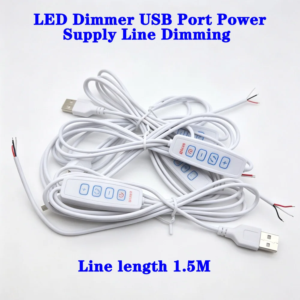 1pcs 5V USB Port Power Supply Line Dimming Color-Matching Extension LED Dimmer Cable With ON OFF Switch Adapter For LED Ligh