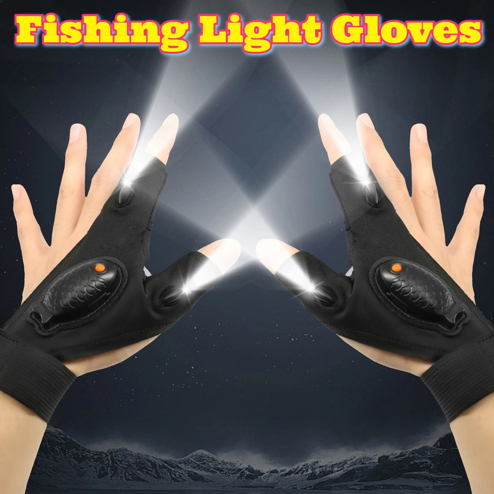 Oplaadbare LED-vishandschoen Halfvingerlicht Fietshandschoenen Nachtwerk Reparatie Automotive Onderhoud Outdoor Kamperen Wandelen