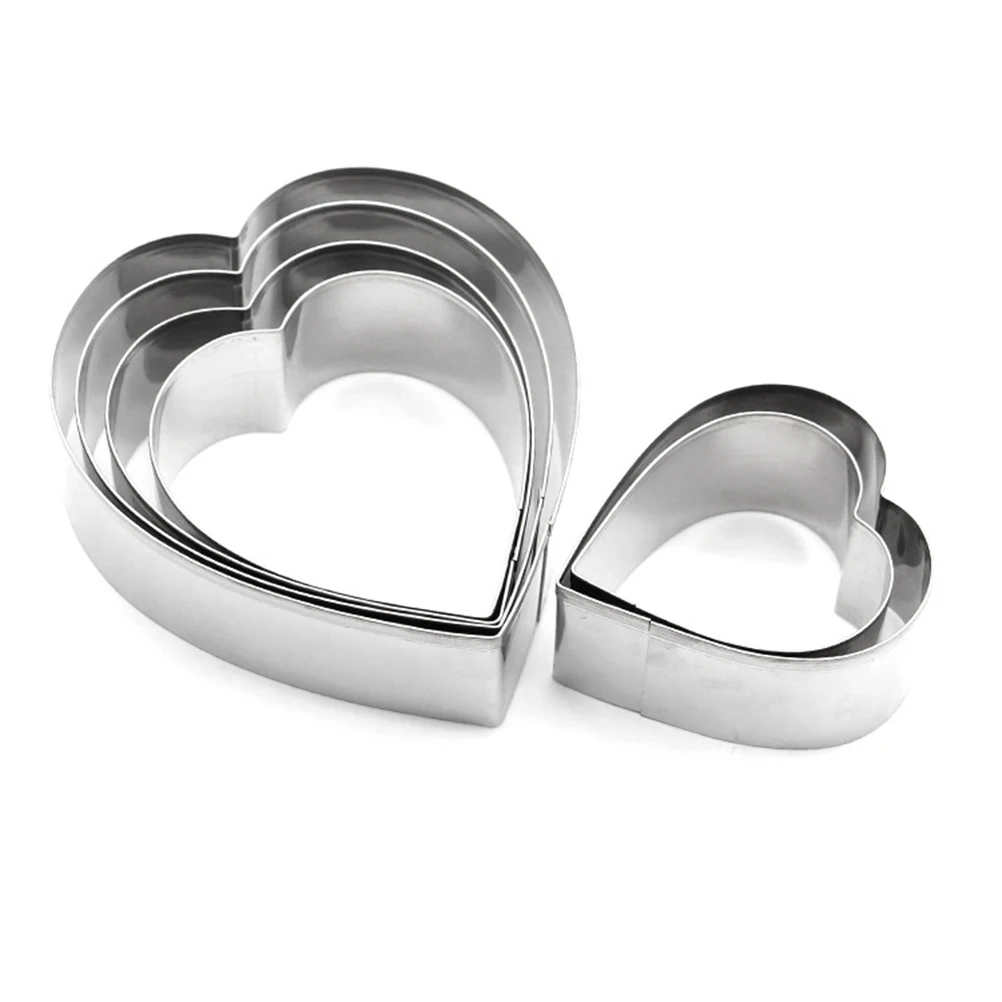 

6 pcs Stainless Steel Heart Shape Cookie Cutters Set Baking Molds Easy Cut Diy For Christmas Birthday Valentine Wedding Party