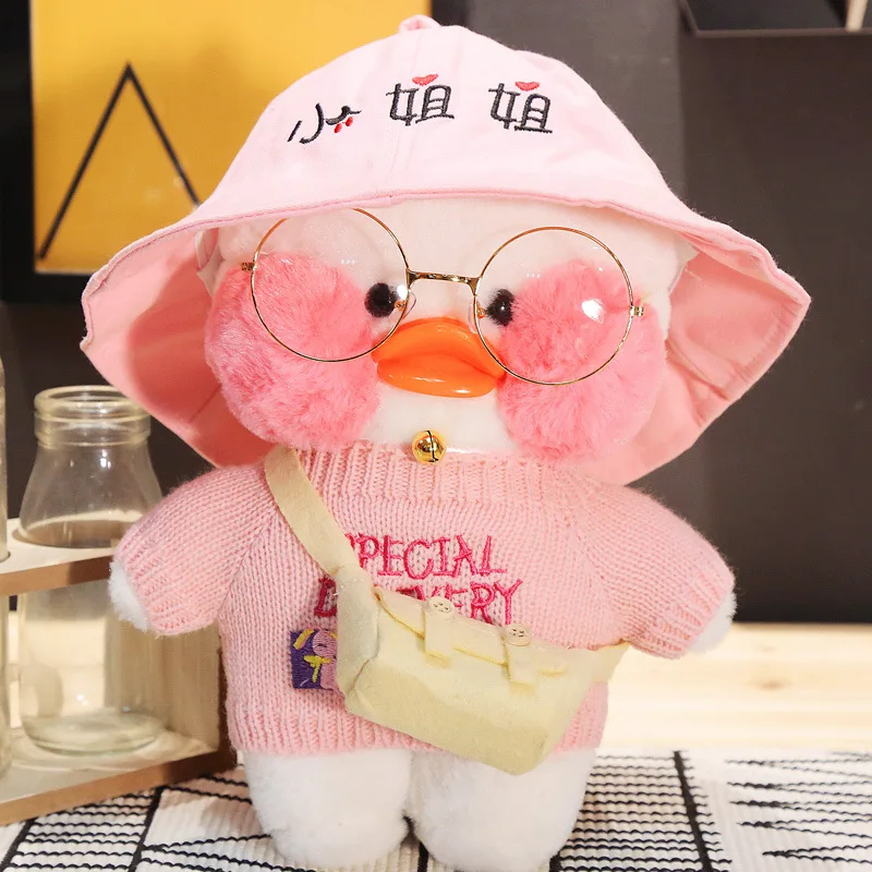 Kawaii Cartoon LaLafanfan 30cm Cafe Duck Plush Toys Stuffed Soft Lovely Duck Doll Animal Pillow Birthday Gifts for Kids Children