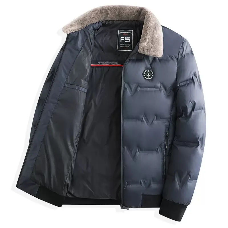 Autumn and Winter Fashion Trend Thickened Warm Waterproof Windproof Cotton Jacket Men's Casual Loose Sports High Quality Coat