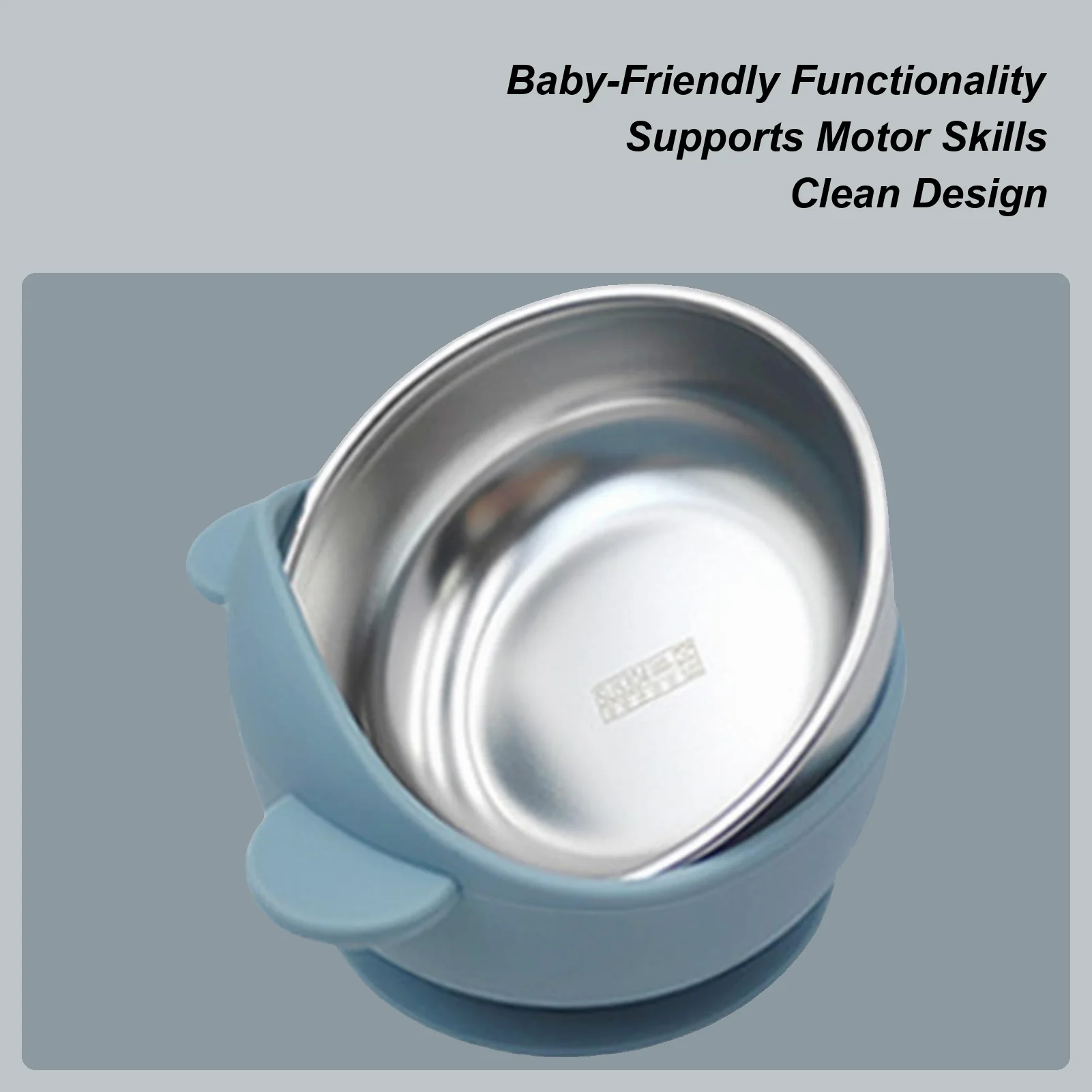 

Baby Bowl Non-Slip Silicone Suction Baby Bowl Stainless Steel Inner Grip Training Utensils Feeder Containers For Dish Eating