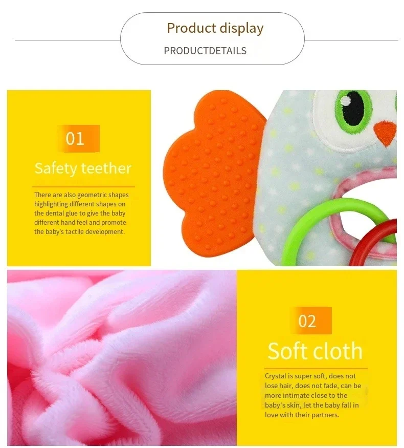 Fawn teether doll, baby stroller pendant, bedside rattle, newborn baby toy, attract baby's attention, Christmas gift