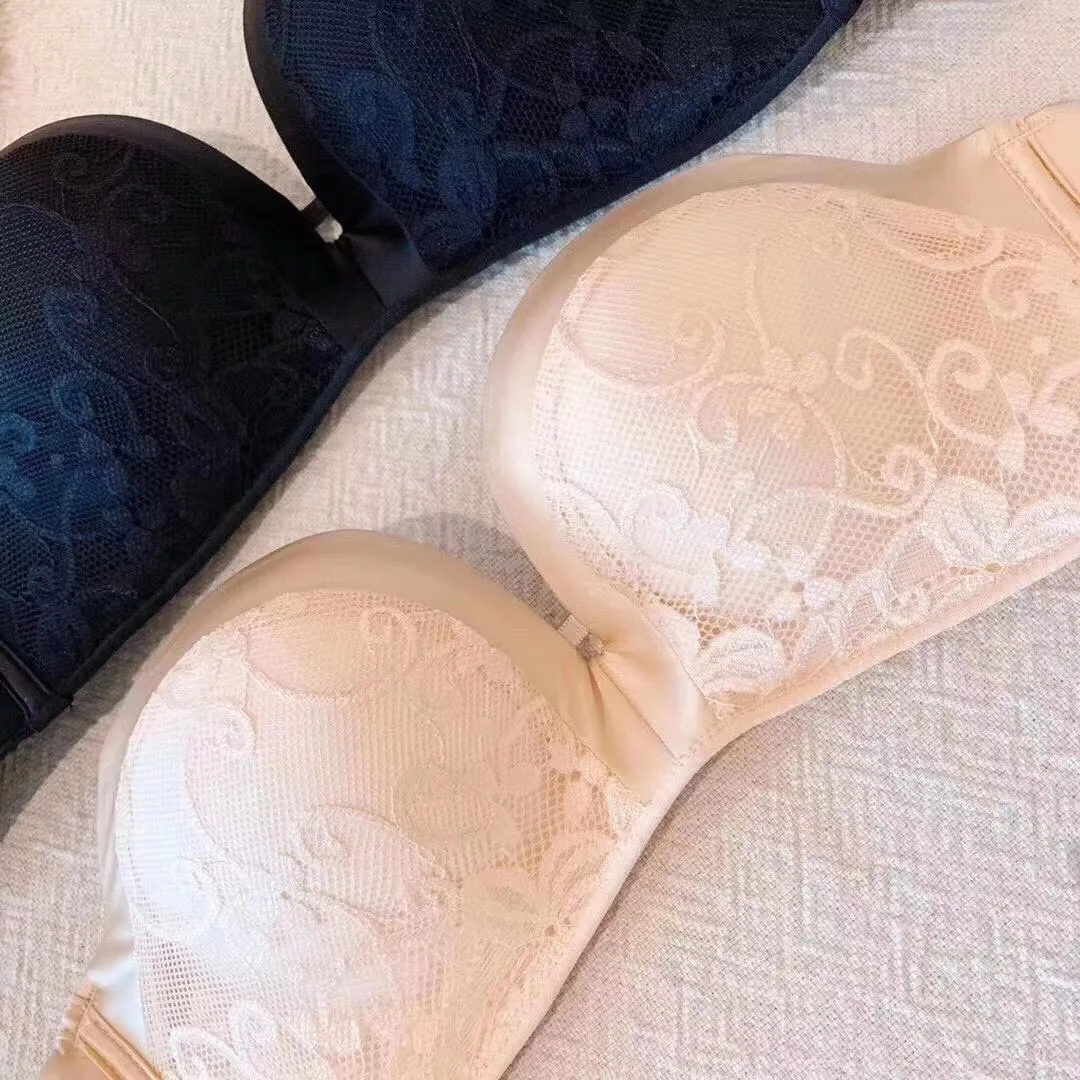 2025 Fashion Comfortable Bikini Sexy Lace Push Up Bra Strapless Wireless Lingerie Bras for Women Small Boobs Breathable Bra