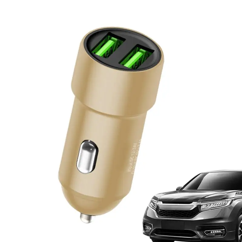 Car USB Charger Socket Metal 3.4A Fast Charging Car Charger Adapter Auto Charger Adapter Safe Auto Charger for Travel Commuting