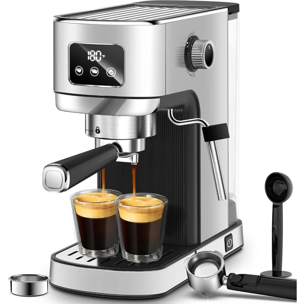 Espresso and Cappuccino Machine, Stainless Steel Espresso Coffee Machine with Removable Water Tank