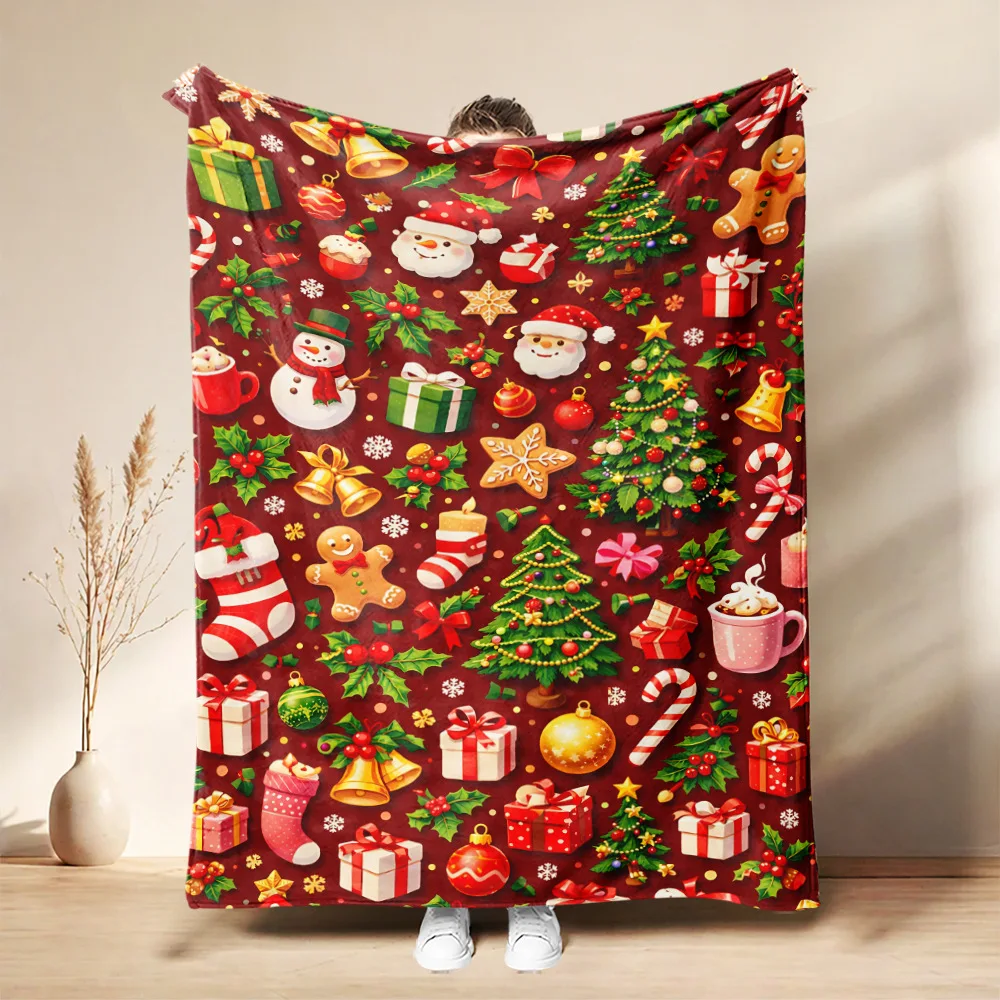 Christmas Flannel Blanket, 3D Printed Anime Ghost Throw Blanket, Skin‑Friendly for Bedroom Sofa, Multiple Size Single Twin King