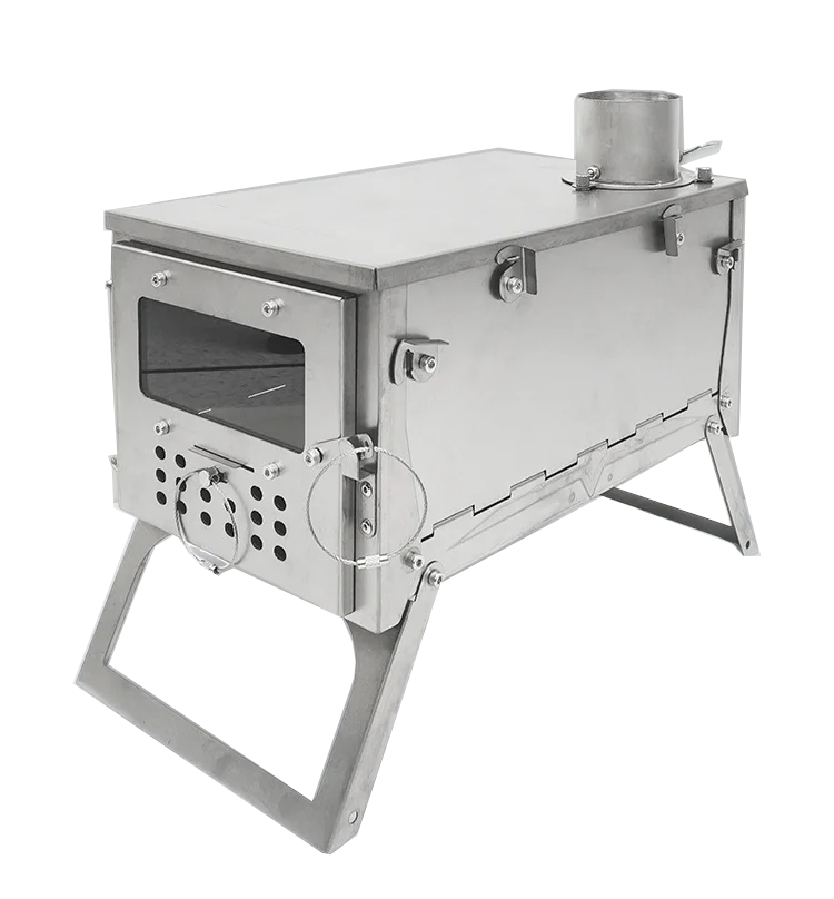 

Titanium Wood Burning Stove Portable Folding Hot Tent Stoves With 2m Chimney Pipe Outdoor Picnic Cooking Barbecue Camping