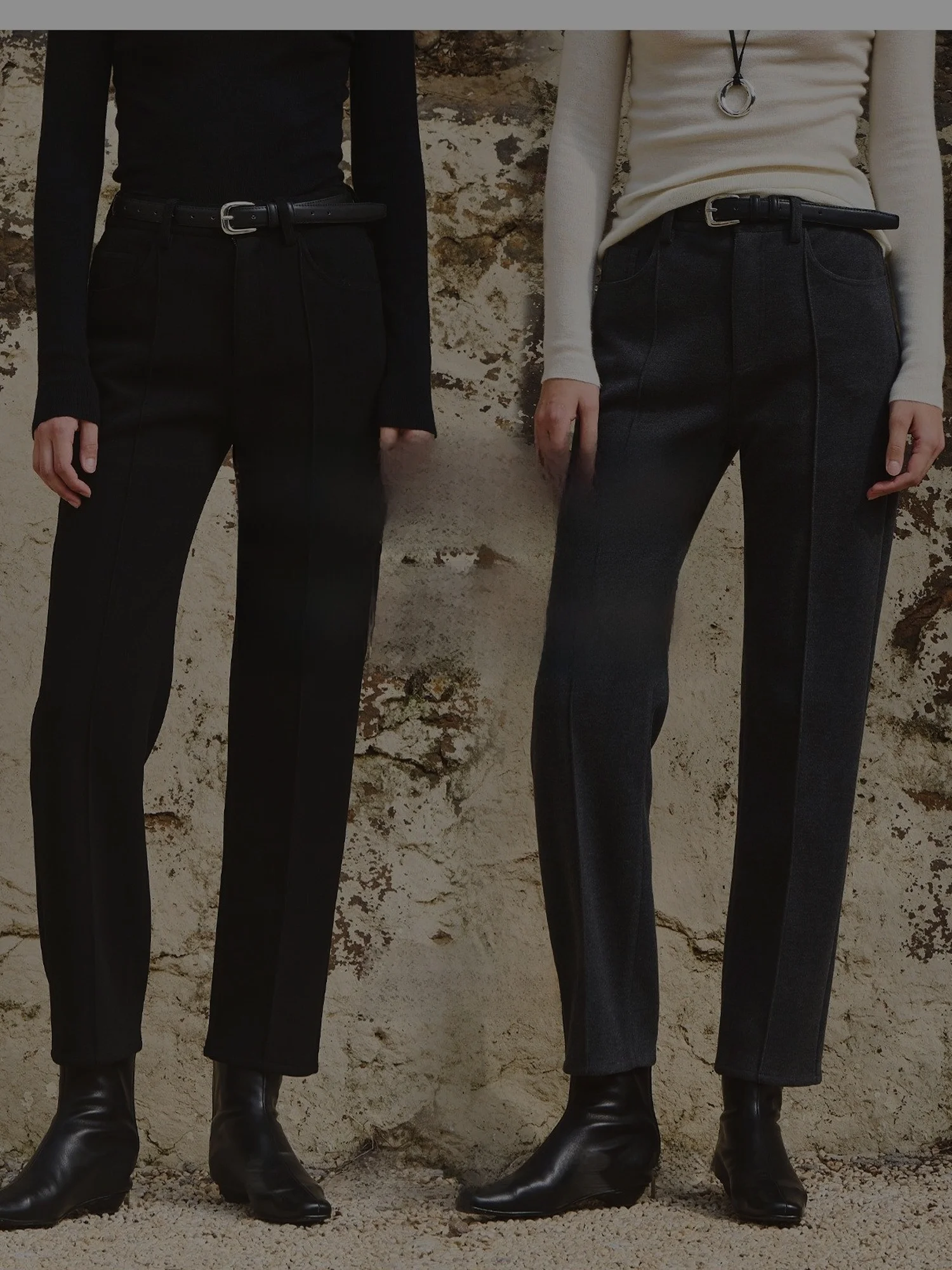 

CE&MO Осенне-зимние повседневные брюки с широкими штанинами, прямые, с высокой талией, из смесового хлопка, теплые, для повседневной носки, на молнии, женские джинсы