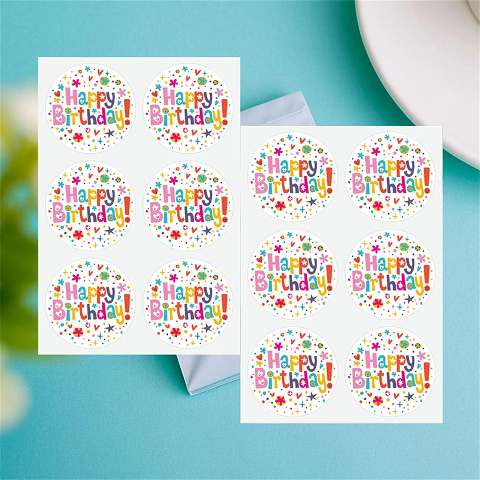 10 Sheets Per Pack 1.5In/3.8Cm Happy Birthday Label Stickers - Birthday Atmosphere Label Stickers - Birthday Gift Packaging Decoration Stickers - Suitable for Birthday Parties and Gift Decoration - Colorful and Exquisite Decorative Label Stickers