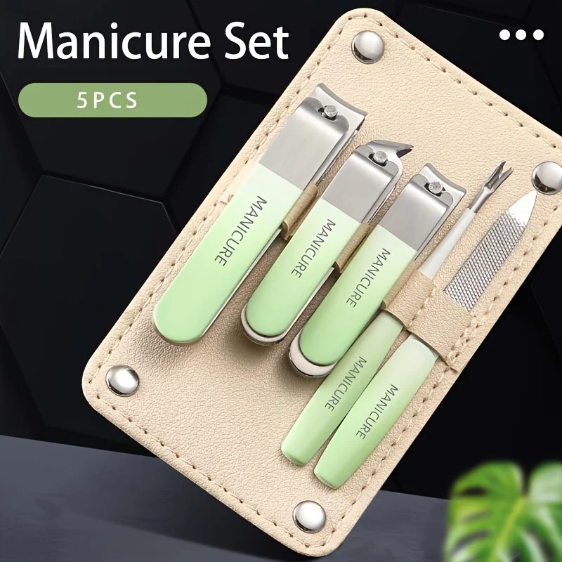 5pcs Nail Clippers Set, Nail Cuticle Removal Fork, Sharp Edge Fingernail And Toenail Clipper Cutter, Nail File