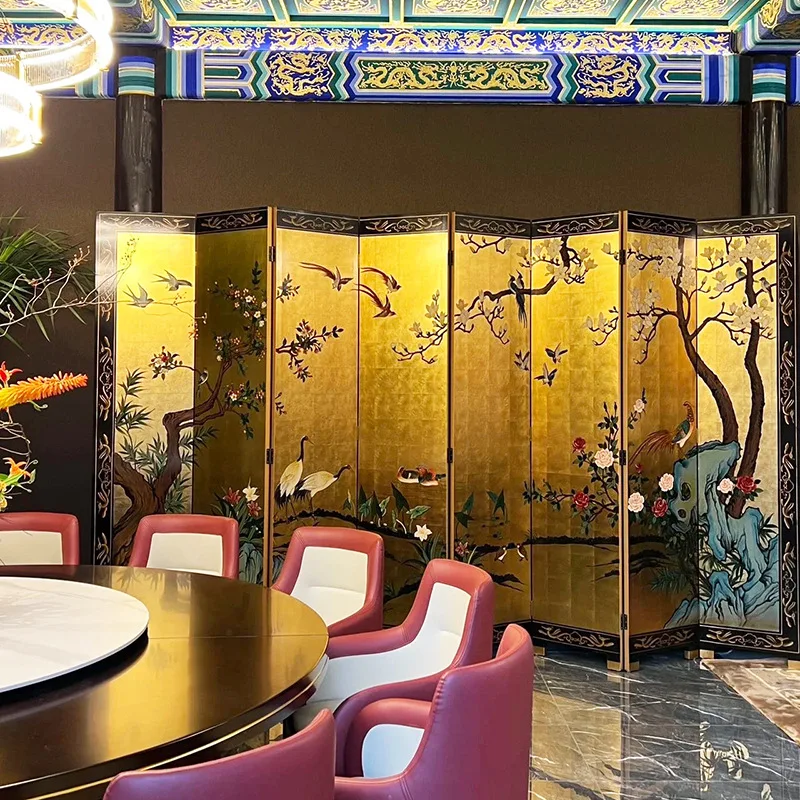 Living room sofa background entrance tea room folding partition home hand-painted