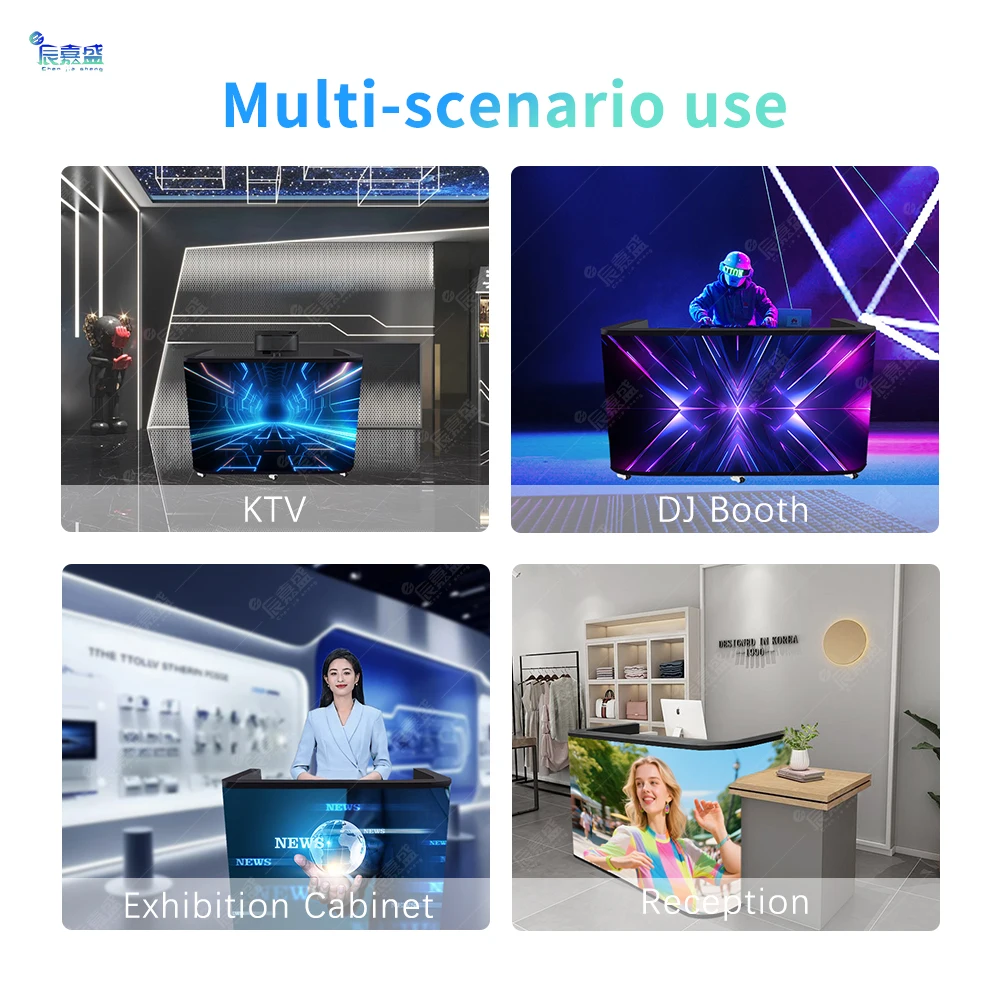 P1.25 P2 P2.5Custom Mobile Club Digital Curved Facade Top Dance Stand Portable Table Exhibition Cabina Desk LED DJ Booth Console view 5