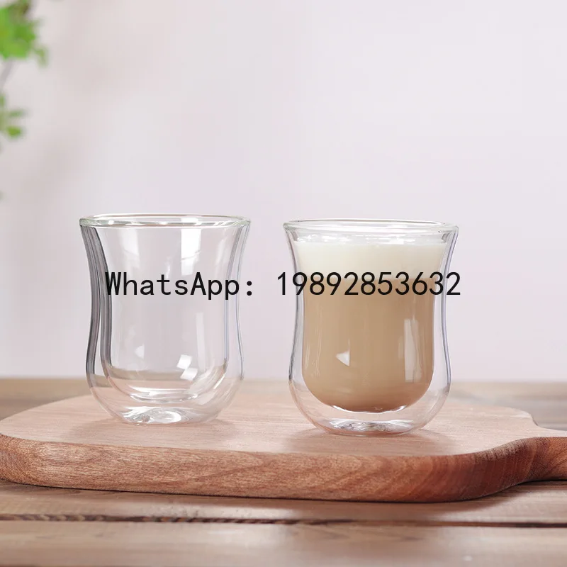 Scented tea cup double-layer glass, coffee cup, high temperature resistant teacup, small waist streamline cup