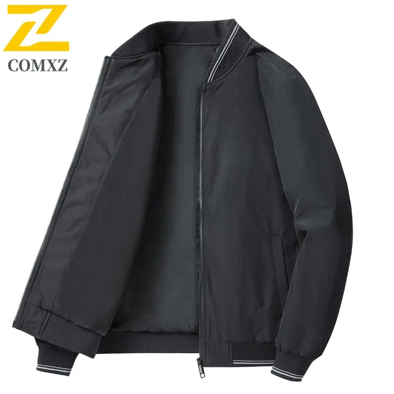 

COMXZ Мужская куртка с воротником-стойкой, ветрозащитные мотоциклетные куртки для работы на открытом воздухе, 2025 год, легкая осенняя ветровка в повседневном стиле