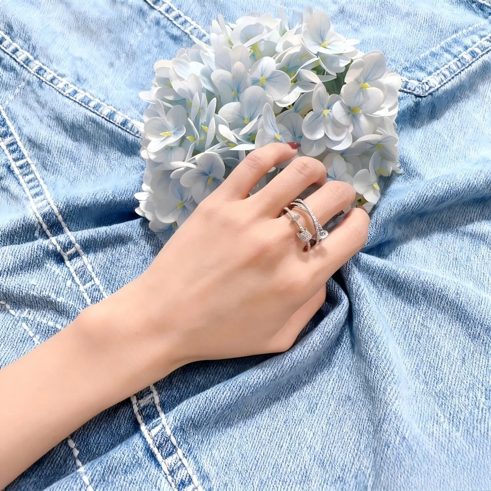 

2025 Elegant accessories A5 European - American Style Multilayer -circles Women's Ring,Fashion Sweet,Ideal for Anniversary Party