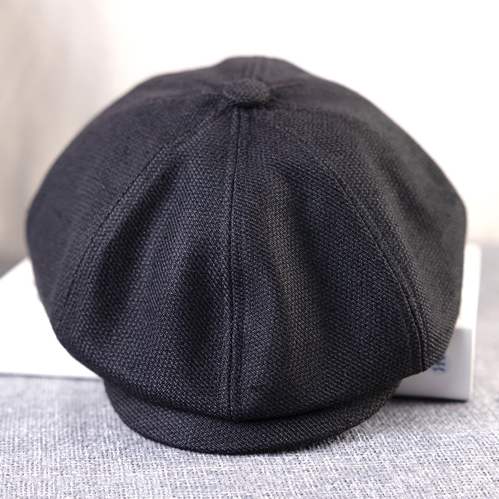 New Vintage Men's Linen Newsboy Hat Black Women Men Berets Classic Cotton Octagonal Caps Casual Gatsby Flat Hat B-52