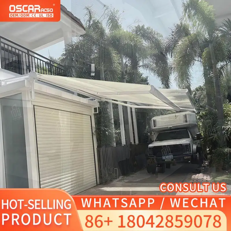 

Waterproof Retractable Sunshade Canopy with LED Light for Restaurant Balcony and Customized PVC Roof in US and UK Retractable Aw