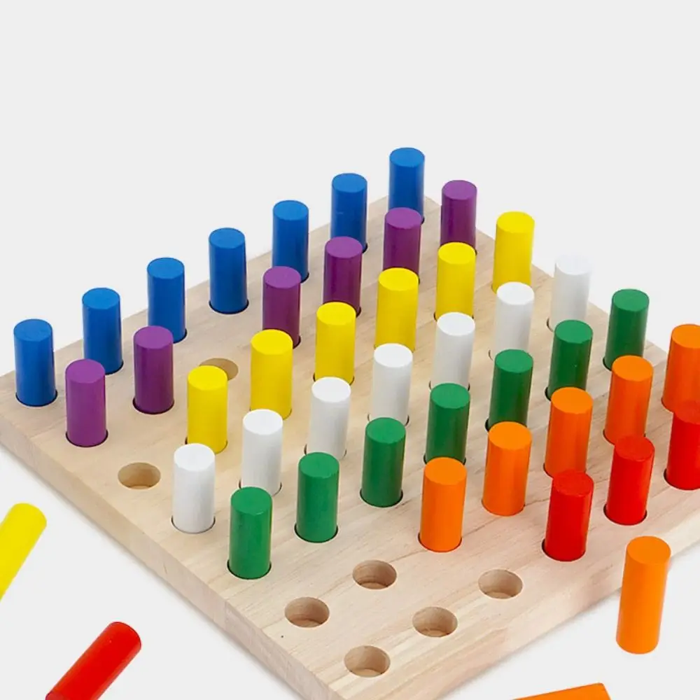 Wooden Color Cognitive Educational Toys Montessori Interactive Color Matching Board Game DIY Portable