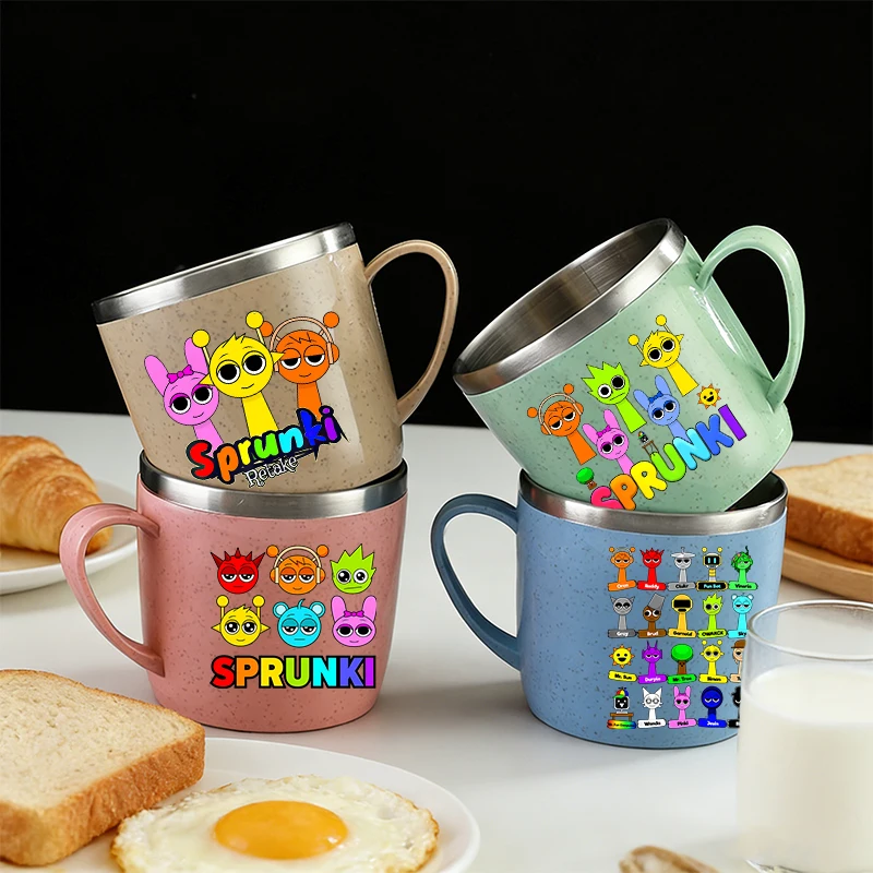 

Sprunki Water Cup Woman Man Double Layer Anti Scalding Milk Cup Cartoon Cute Stainless Steel Cups Fashion Water Cups Home Gift