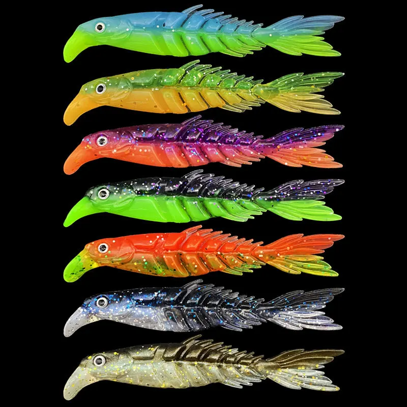 1 Stück Zweifarbiger Mehrteiliger Knochenfisch-Weichköder, Mehrfarbiger Scherenschwanz-Weichköder, Bootsfischköder, Angelzubehör