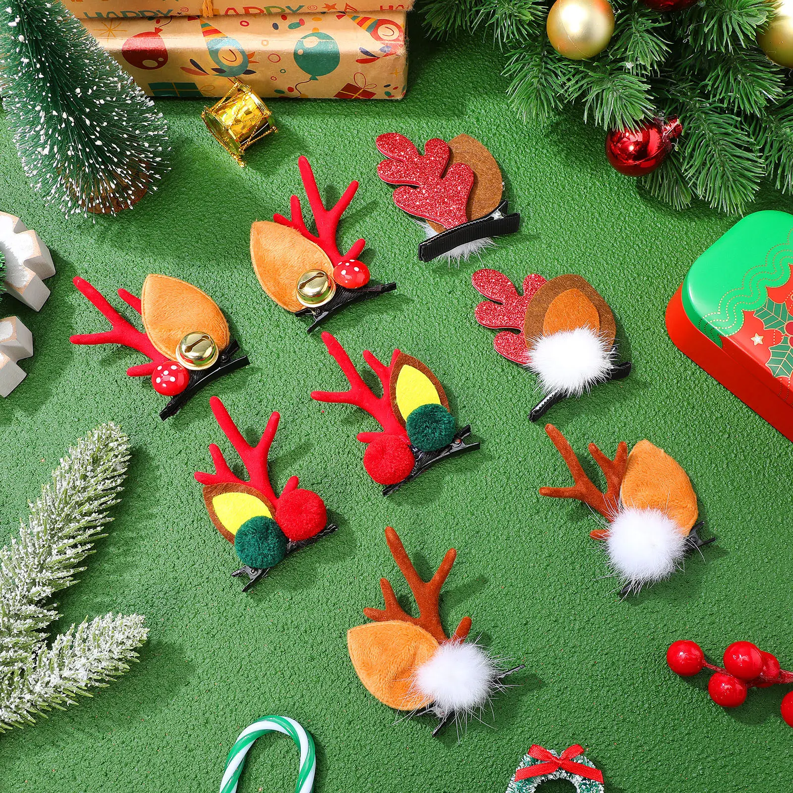 

4Pairs Kid Hair Accessory Lovely Christmas Design Comfortable Wear Four Styles Decorative Headwear for Children Daily Travel