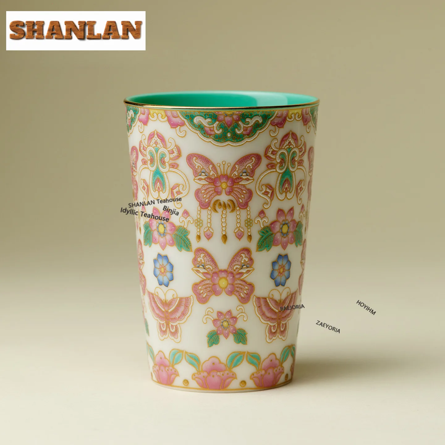 140ml Butterfly Roosting Beside Flowers Cola Mug Bubble Teacup Cold Hot Water Jug Hand Warmer Office Water Cup Cha Craft Gifts