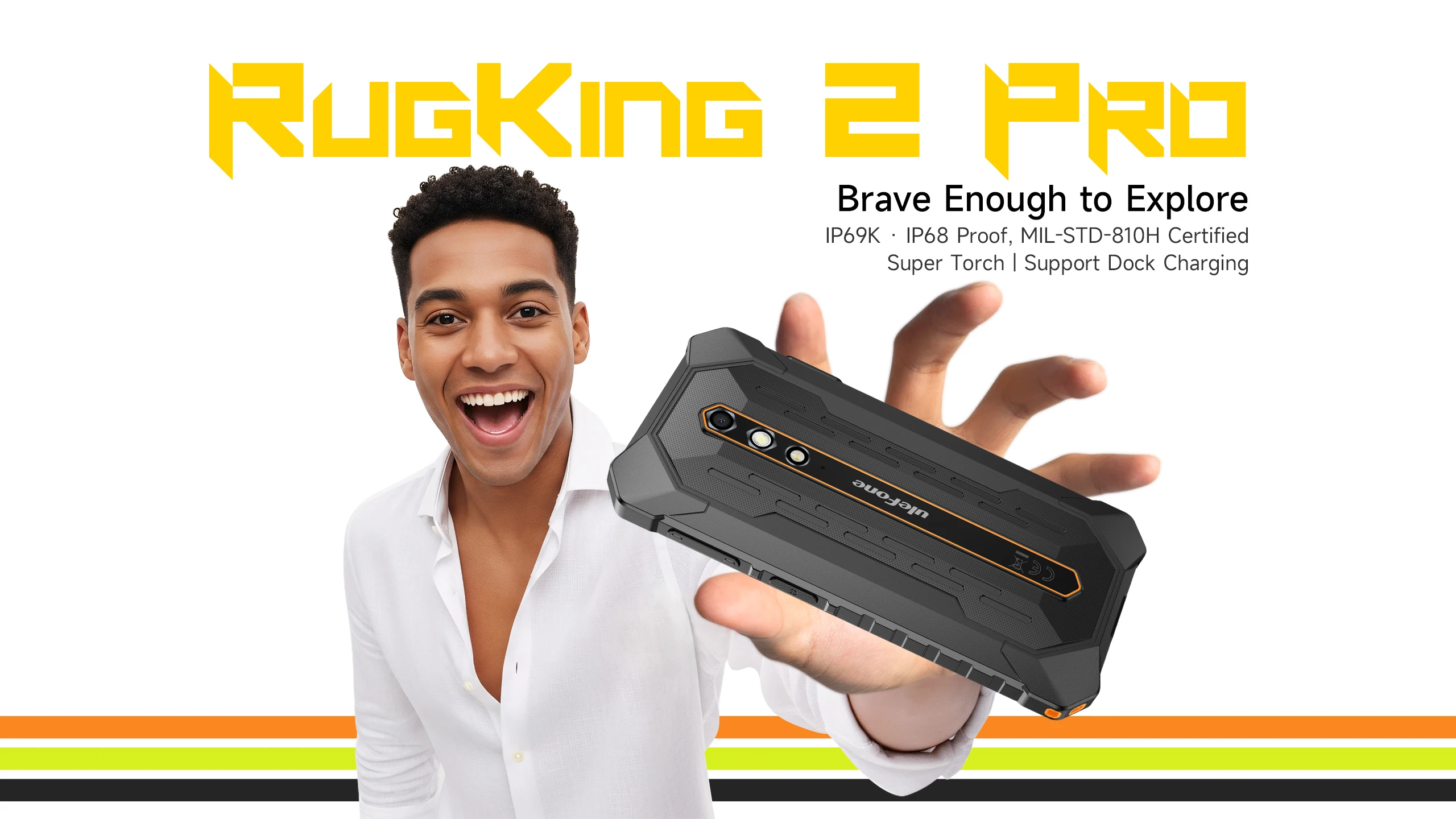Ulefone RugKing 2 Pro 4G AI Rugged 6GB RAM+128GB ROM Android 15 NFC 5.45 " OTG IP69K&IP68 Mobile Phone 4550mAh Global