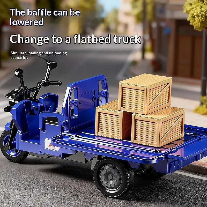 

Car Realistic Pull Truck Diecast Toys Kids Pull Back Motorcycle Boy Gift Simulation Tricycle Toy Model Inertia Driving Courier