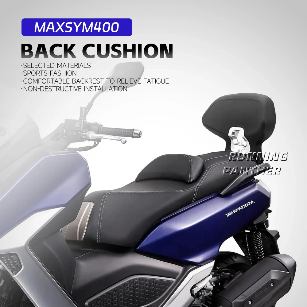 Motorcycle Black Rear Passenger Seat Tailstock Backrest Back Rest Cushion Pad FOR SYM MAXSYM 400 MAXSYM400 UP-2022 2021 2020 image 2