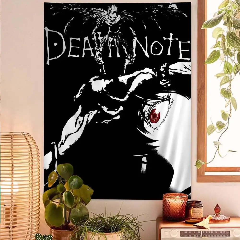 Death Note Full Character Collage Wandteppich – Light Yagami Art, kühne Raumdekoration für psychologische Thriller und Anime-Fans