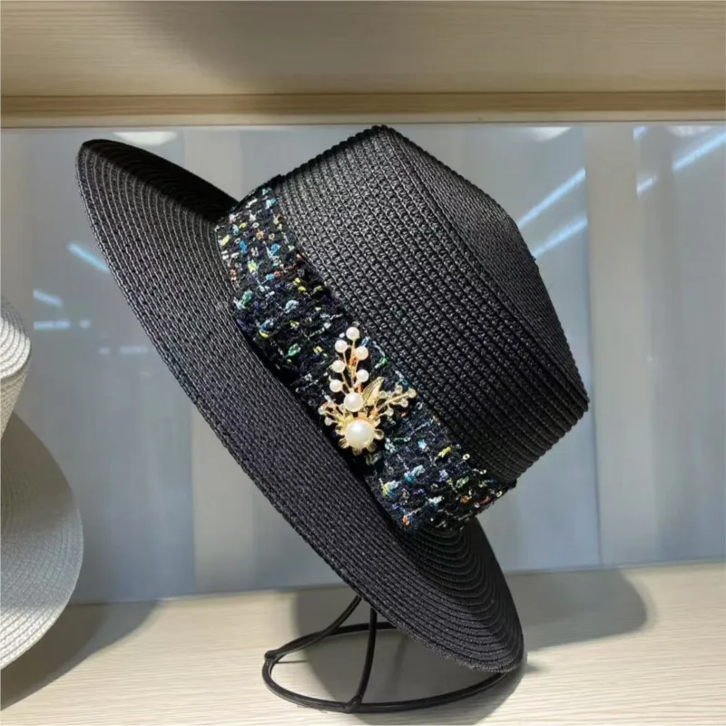 

Summer and seaside vacation hat for women wearing hats woven style flat top new