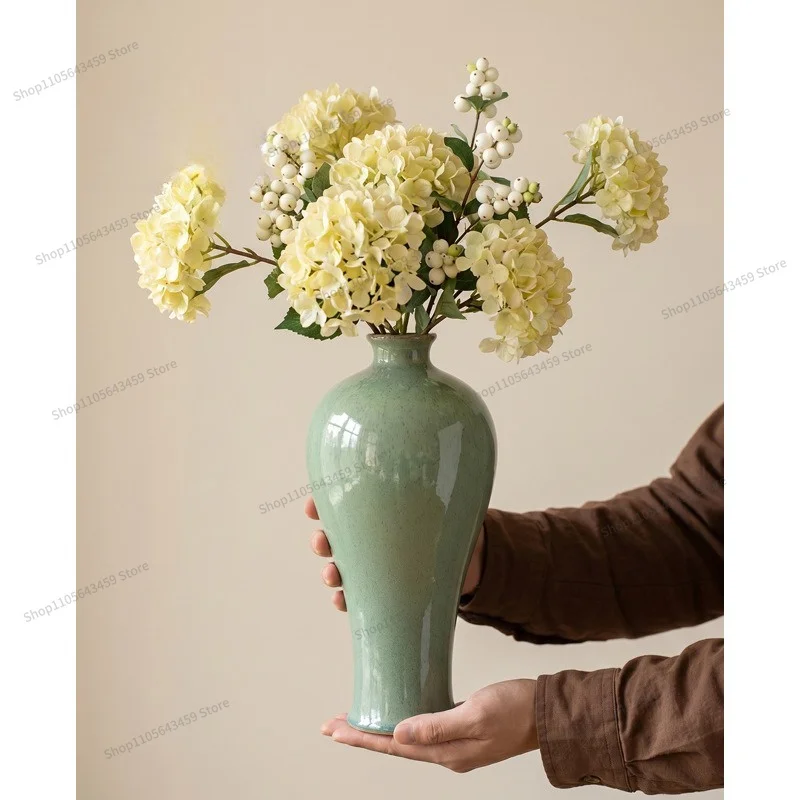 For Wind pottery vase flower arrangement high-end antique style light luxury high-end pottery pot soft packaging