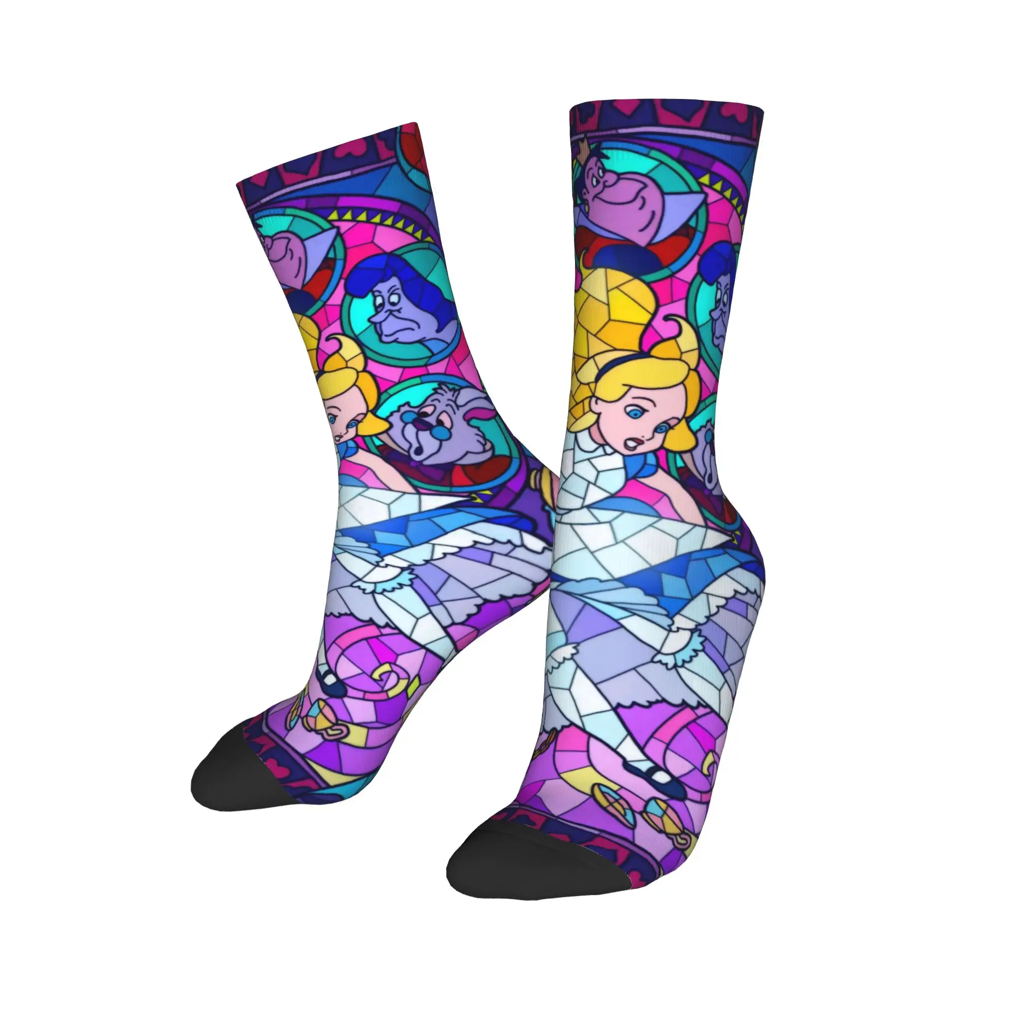 جوارب رجالية أليس في بلاد العجائب جوارب مضادة للانزلاق ناعمة قابلة للتنفس جوارب ربيعية بتصميم كاواي للجري