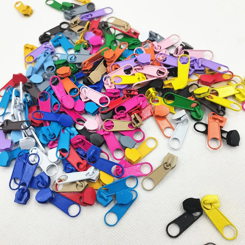 5# Nylon Zipper Puller Sofa Mattress Tent Luggage Long Board No Lock Slider 50Pcs