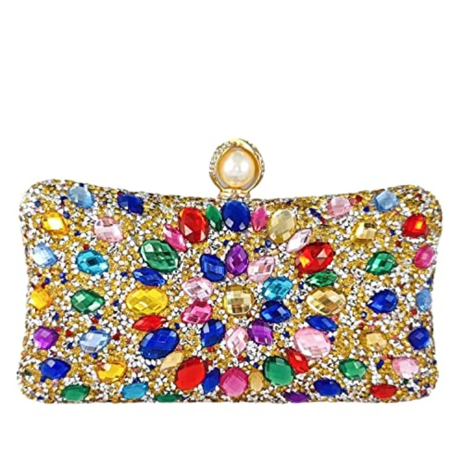 

Клатч Boutique De FGG с мини-жемчужной застежкой и кристаллами для женщин, вечерняя сумочка, свадебная сумка, клатч со стразами для вечеринок