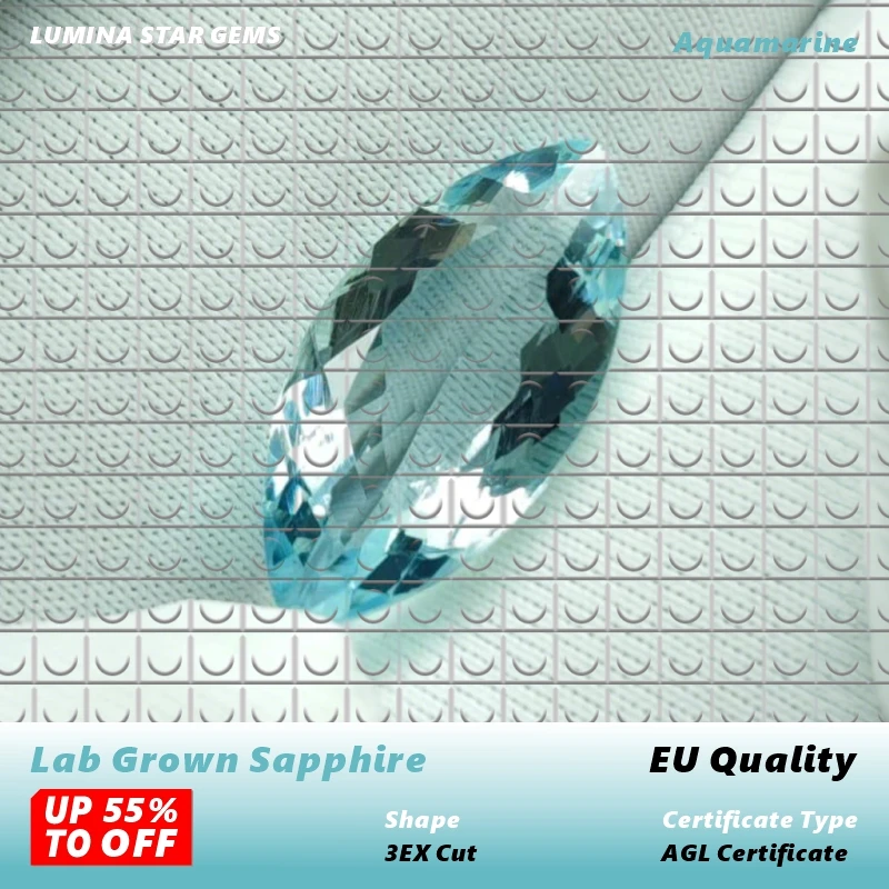 

DZ-Lab Grown Sapphire Aquamarine Color Marquise Cut Quality Charms Gemstone For Jewelry Setting&Custom Selectable Certificate-2