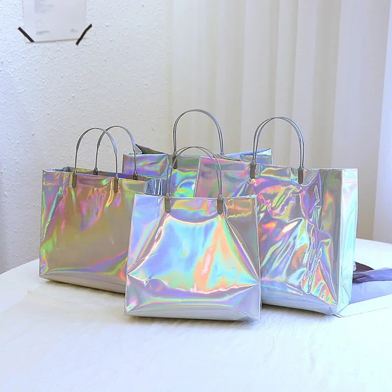 5PCS Multi Color Handheld Gift Bag Waterproof Thickened Laser Gift Bag Suitable for Shopping Mall Birthday Parties Wedding