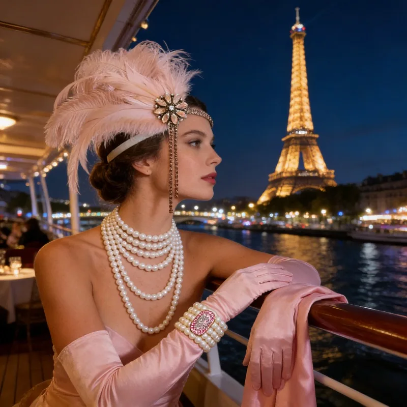 

Vintage Yellow Feather Headband 1920s Flapper Style Fringe Hair Accessory for Women Party