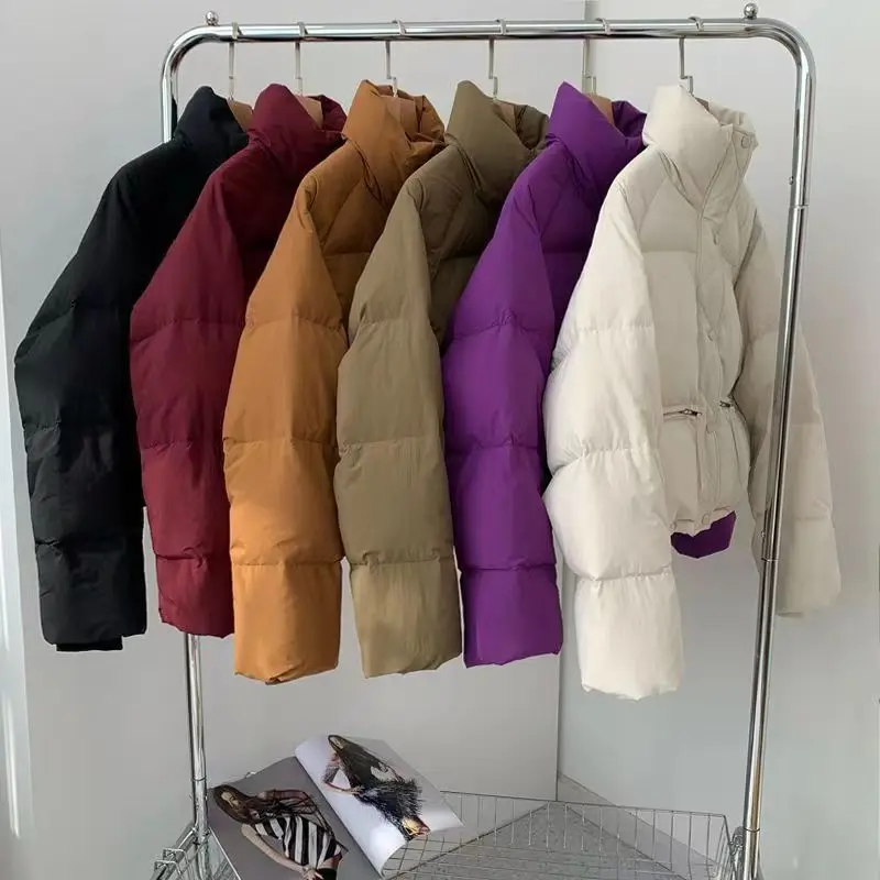 

Stand Collar Short Winter Coat Long Sleeved Cotton-Padded Puffer Jacket 2025 New Korean Style Zipper Versatile Parkas Outerwear