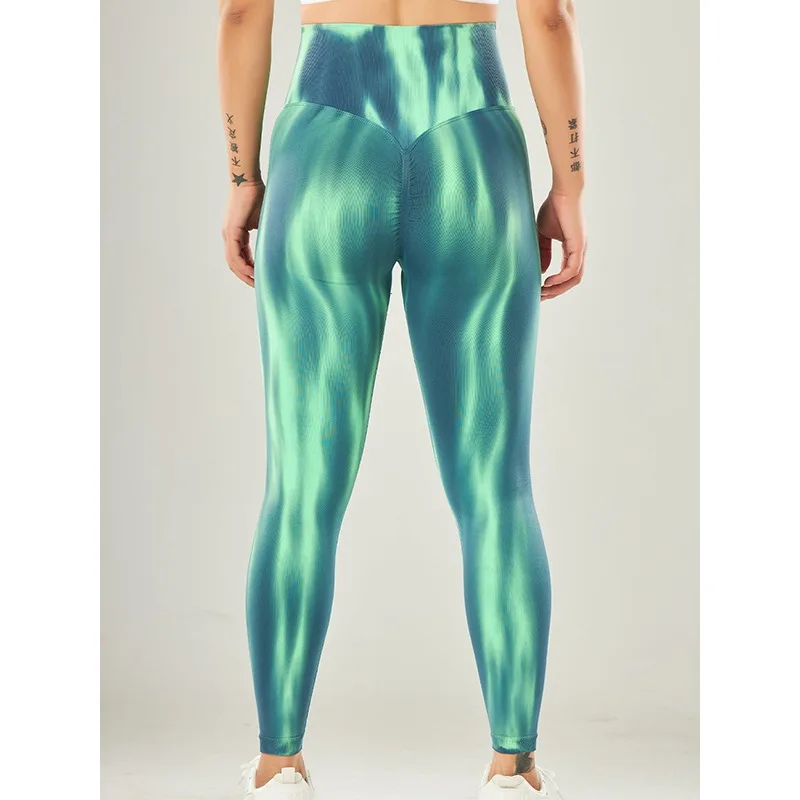 Krisnanas Tie Dye 7colors Sportwear Pants Skinny Smooth Fitness High Waist High Elastic Wrap Tights Pant Woman Clothes 117224