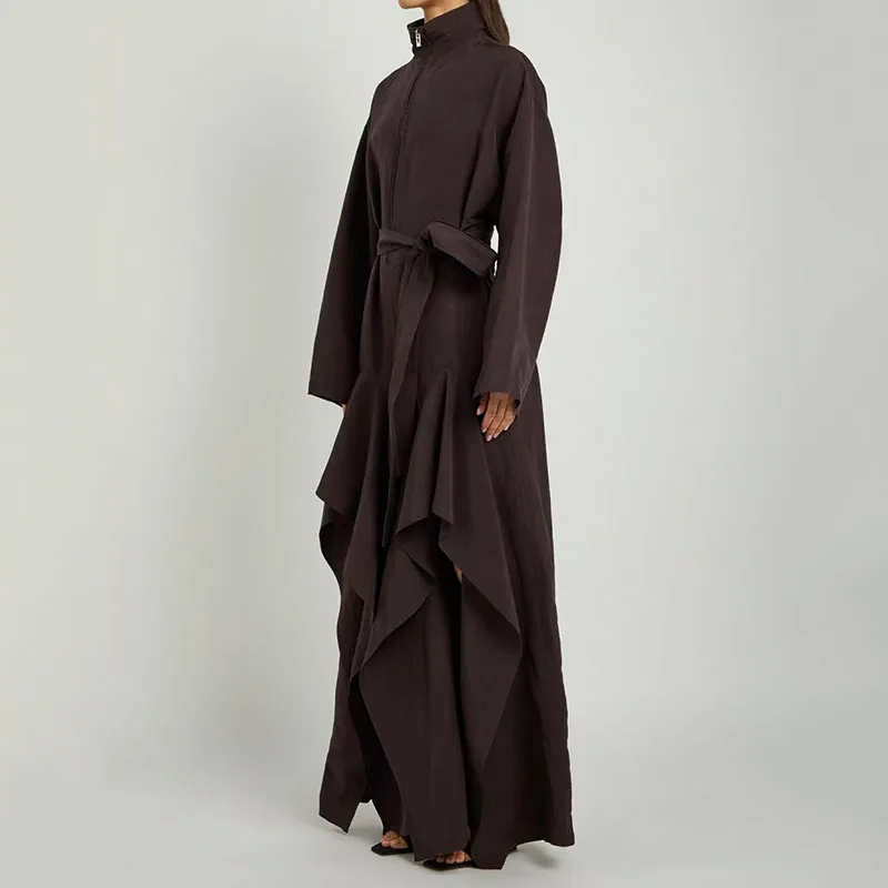 Women's Jumpsuit New Summer 2026 Ruffled Slim Fit Jumpsuit Irregular Women's Bodysuit Belt Decoration Women's Jacket Y2K Coat
