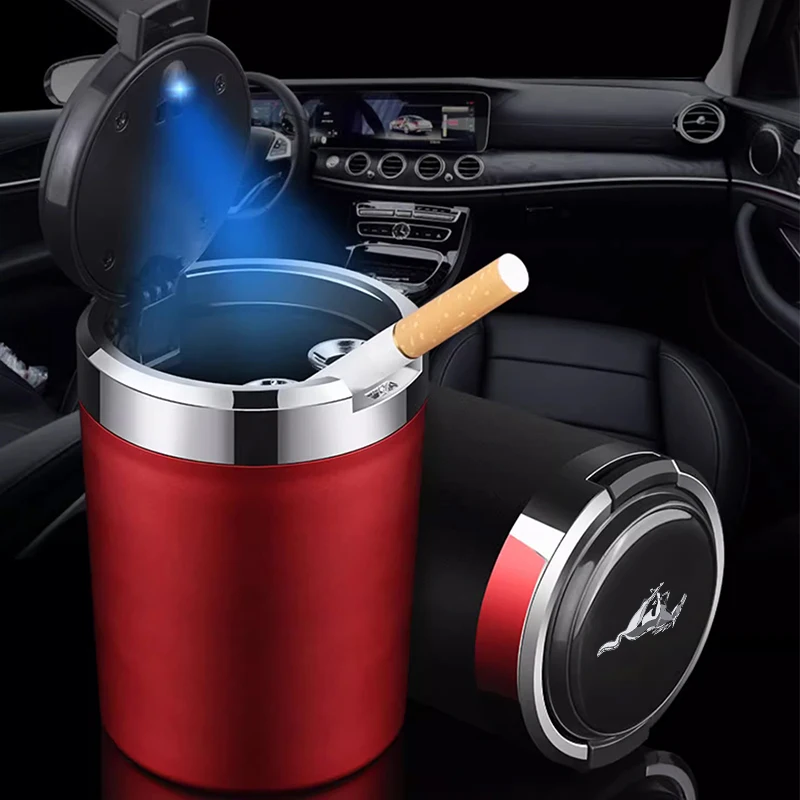 Car Cigarette Ashtray Cup With Lid With LED Light For Mustang Ford Shelby Edge Ecosport Kuga mach e TAURUS Car Styling