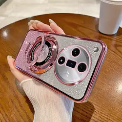 For OPPO Find X7 Ultra Case Soft Bling Glitter With Ring Magnetic Protective Back Cover Case For OPPO Find X7 X6 X5 Pro Shell