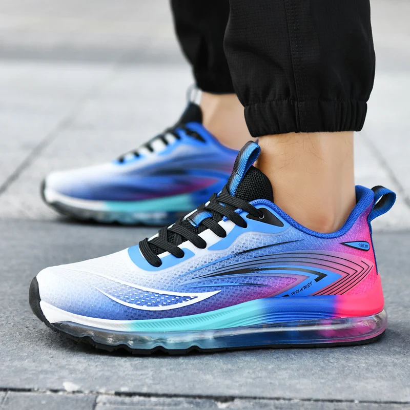 Men's casual sneakers four seasons breathable light full palm air cushion racing running shoes students mesh speed sports shoes