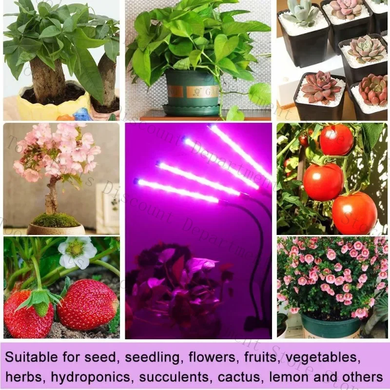 LED Full USB Growth Flower Succulent Anti-Freeze Clip Plant Light Double Three Lamp Tube