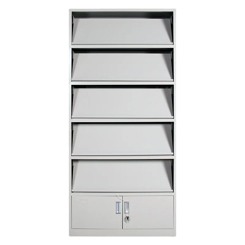 Steel periodical cabinet, whole body newspaper cabinet, bottom warehouse type book and magazine cabinet