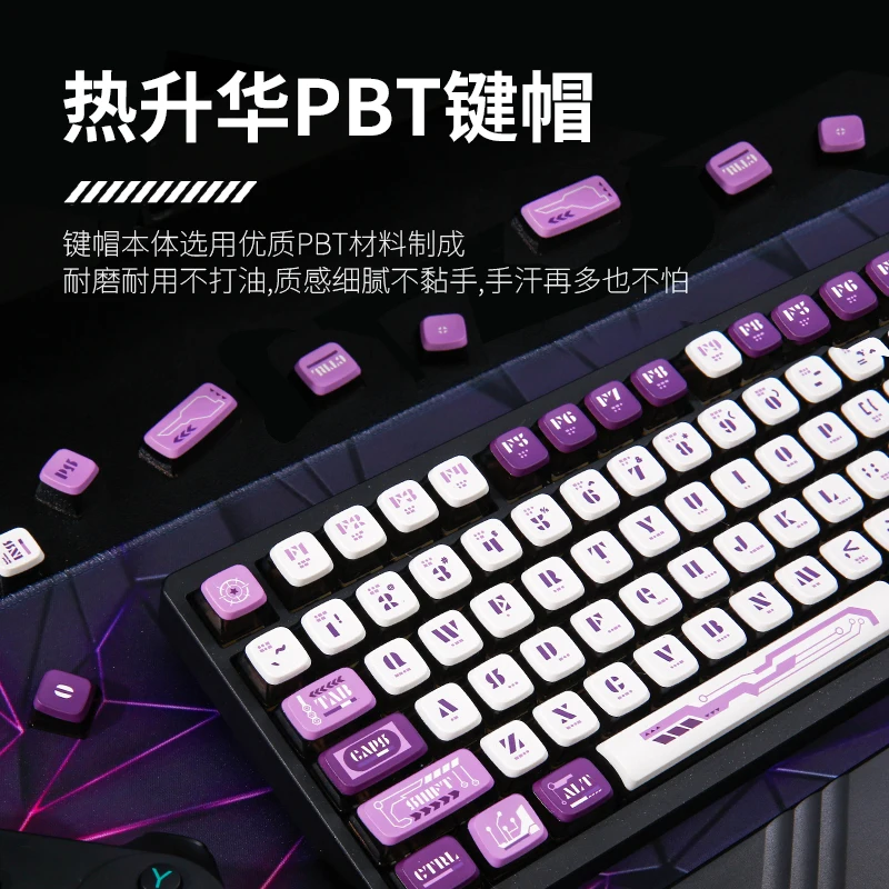 Mecha keycaps boys personalized two-color four-sided transparent pudding double leather milk hot sublimation keyboard cap can be