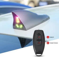 Car Solar LED Anti Collision Light Warning Lights Universal Shark Fin Antenna Light Automobile Modeling Decorating Accessories